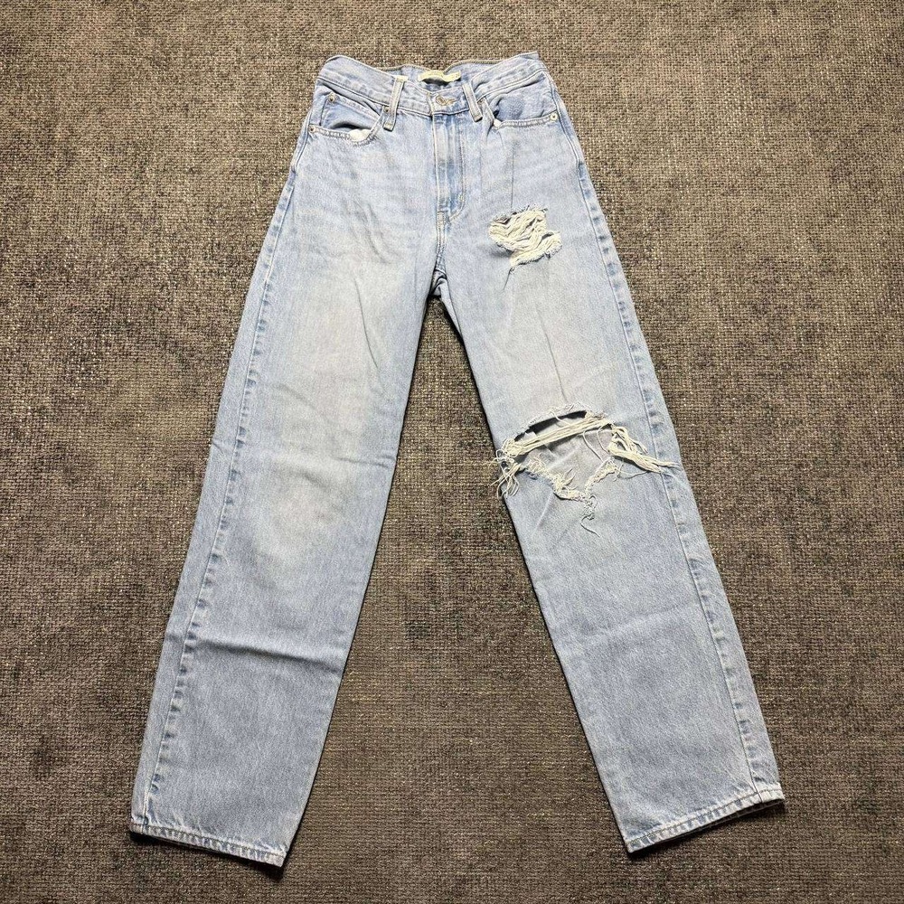 Levi's '94 Baggy Jeans Womens 24 Light Wash Blue Distressed